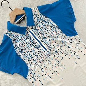 SUNICE Womens Coollite Half Zip Short Sleeve Golf Polo, White/Royal M